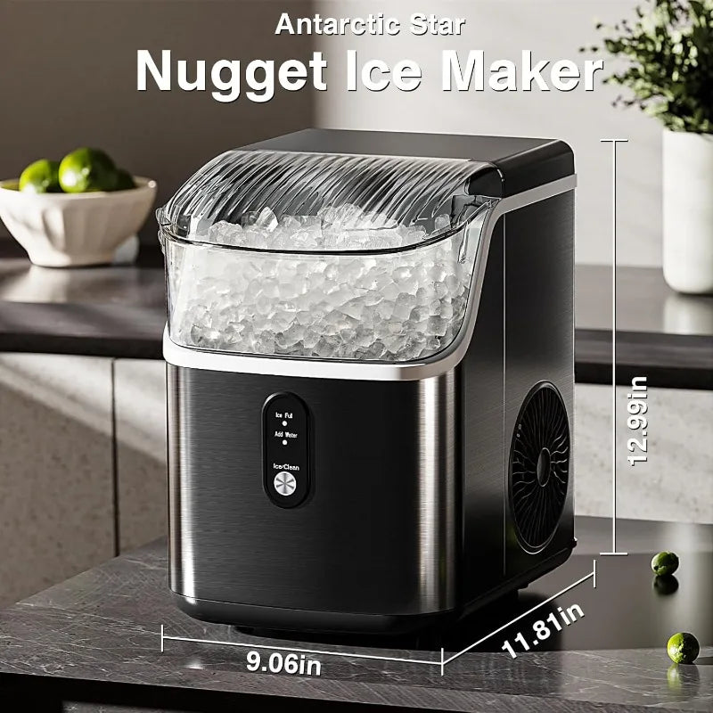 Nugget Ice Makers Countertop,lf-Cleaning,Sonic Ice,One-Click Operation